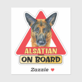 Elzasser aan boord Hond Rode Driehoek verkeersbord Sticker