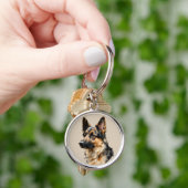 Elzassische Duitse Herdershond Kunst Design Sleutelhanger (Hand)