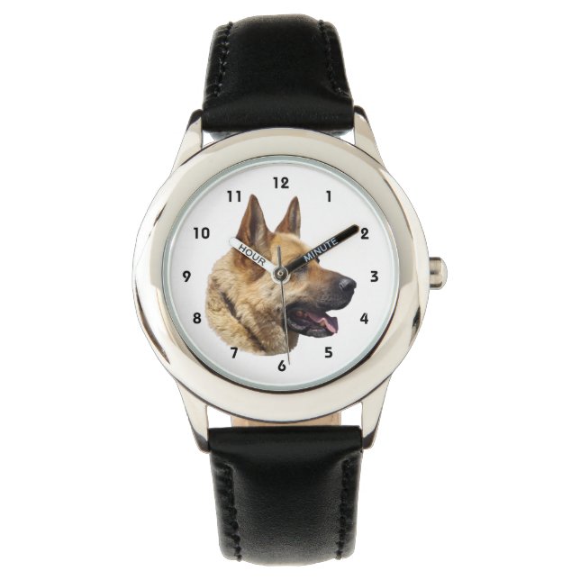 Elzatians Duits herderportret Horloge (Voorkant)