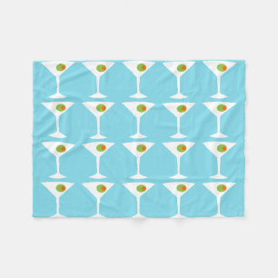 "Em Coming Martini Fleece Blanket (turquoise)"