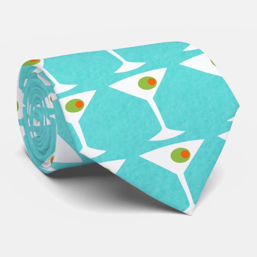 'Em Coming Martini Stropdas (Turquoise) (Opgerold)