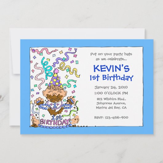 Em Eat Cake - 1e verjaardag voor Baby Boy Kaart (Voorkant)