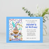 Em Eat Cake - 1e verjaardag voor Baby Boy Kaart (Staand voorkant)