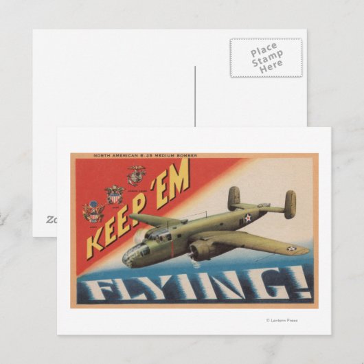'Em Flying/B-25 Medium Bomber (vliegtuig) Briefkaart (Voorkant / Achterkant)