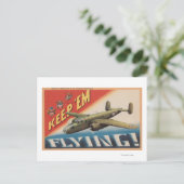 'Em Flying/B-25 Medium Bomber (vliegtuig) Briefkaart (Staand voorkant)
