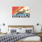 'Em Flying/B-25 Medium Bomber (vliegtuig) Canvas Afdruk (Insitu (Slaapkamer))