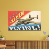 'Em Flying/B-25 Medium Bomber (vliegtuig) Canvas Afdruk (Insitu (Woonkamer))