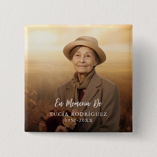 Em Memoria de Spanish Funeral Tribute Button (Voorkant)