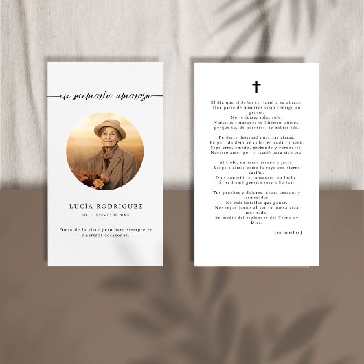 Em Memoria Spaans Begrafenis Foto Gebed Kaart