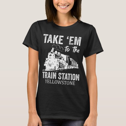 Em naar treinstation Yellowstone T-shirt (Voorkant)