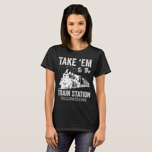 Em naar treinstation Yellowstone T-shirt (Voorkant volledig)