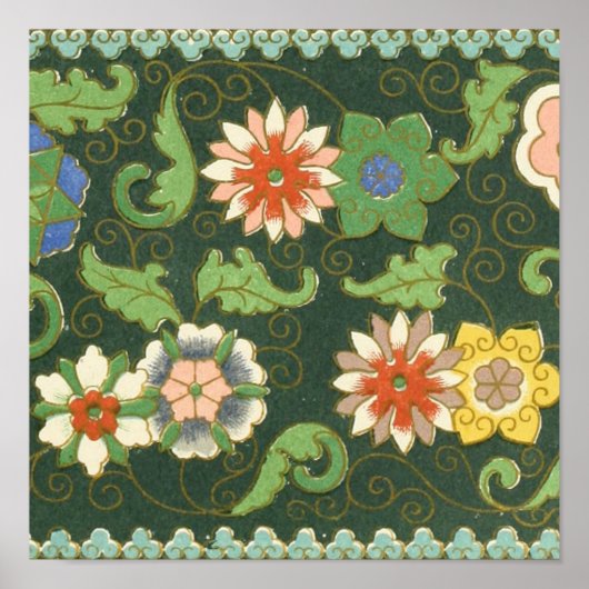 Emaille China Patroon Aziatisch Oriëntaals Poster (Voorkant)