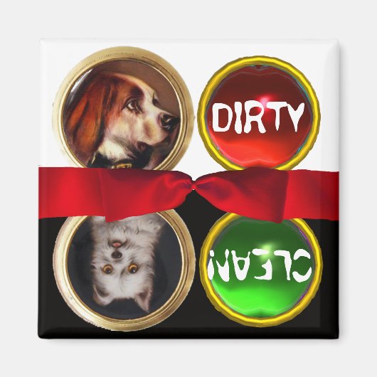 EMAILLE MINIATUUR HONDENPORTRETTEN VUILE OPNIEUWIN MAGNEET (Voorkant)