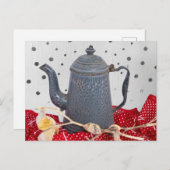 Emaille ware oude granieten ware koffiepot briefkaart (Voorkant / Achterkant)
