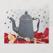 Emaille ware oude granieten ware koffiepot briefkaart (Voorkant)