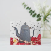 Emaille ware oude granieten ware koffiepot briefkaart (Staand voorkant)