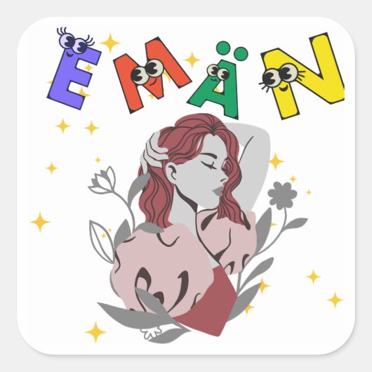EMAN leuk naamontwerp Vierkante Sticker (Voorkant)