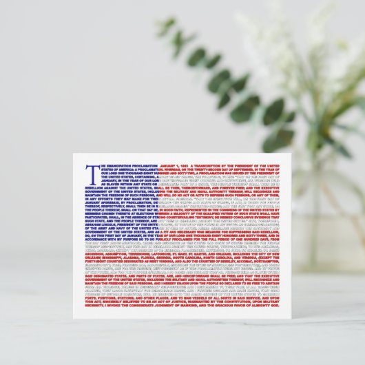 Emancipatie Proclamatie Briefkaart (Staand voorkant)