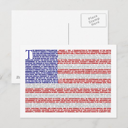 Emancipatie Proclamatie Briefkaart (Voorkant / Achterkant)