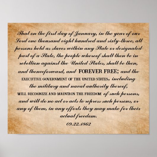 Emancipatie Proclamatie door Abraham Lincoln Poster (Voorkant)