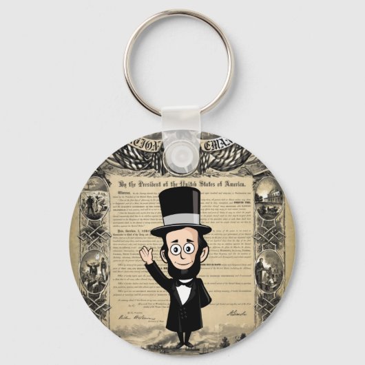 Emancipatieproclamatie en Honest Abe Lincoln Sleutelhanger (Voorkant)