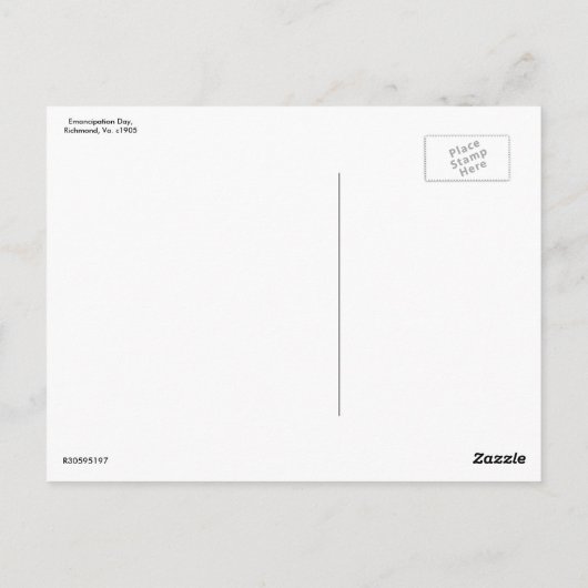 Emancipation Day, Richmond, Va. c1905 Briefkaart (Achterkant)