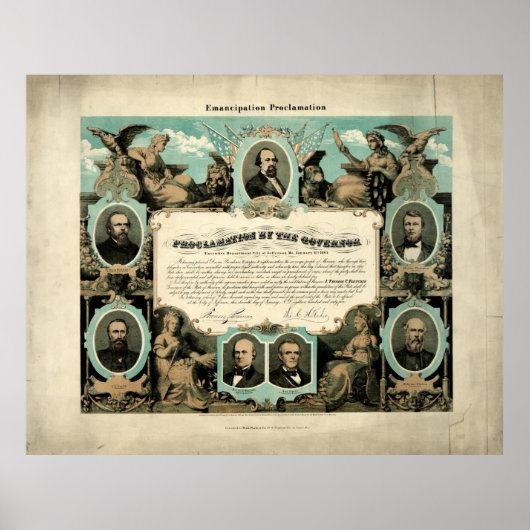 Emancipation Proclamation by E. Knobel (1865) Poster (Voorkant)