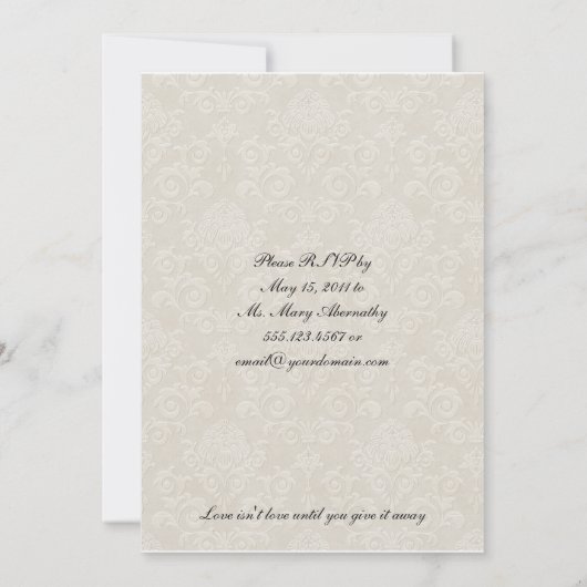 Emarld Ribbons & Lace Post Wedding Kaart (Achterkant)