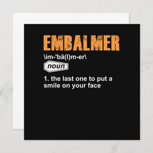 Embalmer Definition Morgue Embalming Funeral Direc Kaart (Voorkant / Achterkant)