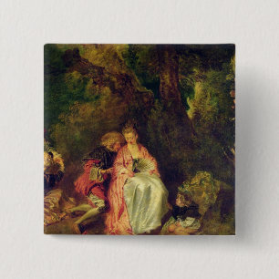 Embarkation for Cythera, c.1717 Vierkante Button 5,1 Cm