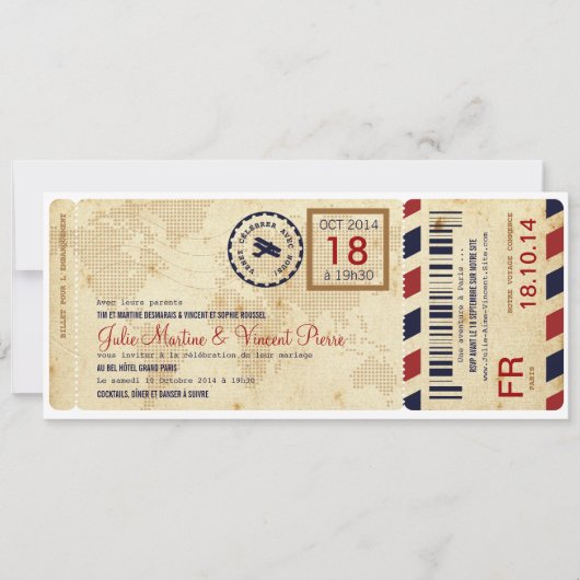 Embarquement avion nodigde de billet de passage ui kaart (Voorkant)