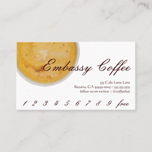 Embassy Coffee Drink Loyalty/Punch Card Klantenkaartje (Voorkant)
