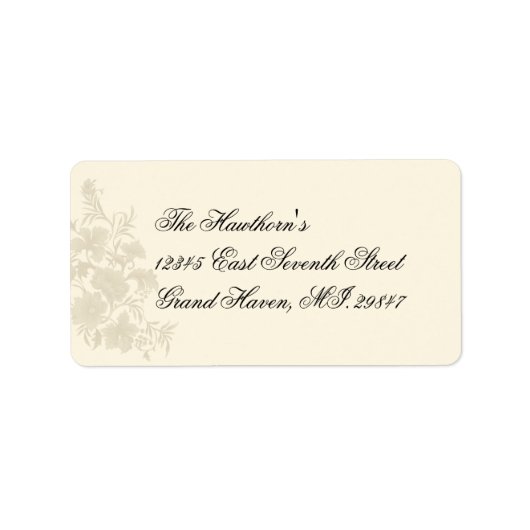 Embassy Creme Floral RSVP-adreslabel Etiket (Voorkant)