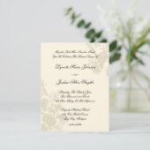 Embassy Floral Ecru Creme Wedding Invitations Kaart (Staand voorkant)