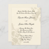 Embassy Floral Ecru Creme Wedding Invitations Kaart (Voorkant / Achterkant)