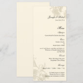 Embassy Floral Ecru Creme Wedding Menu Kaart (Voorkant / Achterkant)
