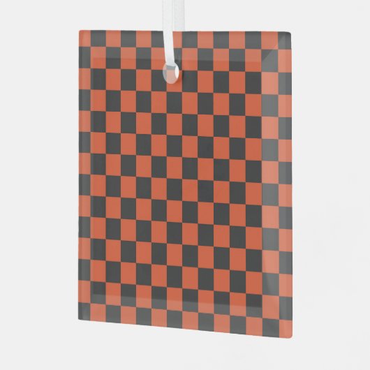 Ember and ash checkerboard pattern glas ornament (Voorkant links)