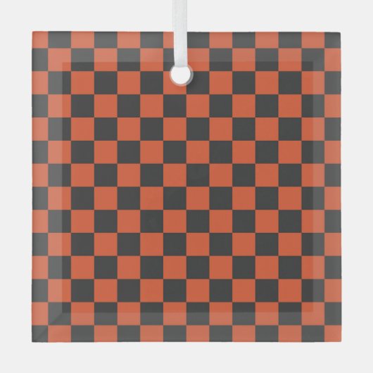 Ember and ash checkerboard pattern glas ornament (Voorkant)