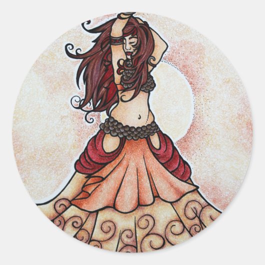 Ember belly dance art ronde sticker (Voorkant)