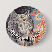 Ember Eyes Wolf Waterverf Badge/Button Ronde Button 7,6 Cm (Voorkant)