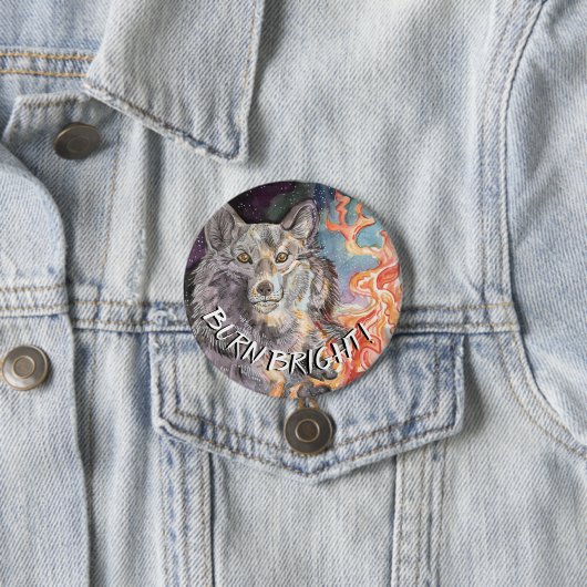 Ember Eyes Wolf Waterverf Badge/Button Ronde Button 7,6 Cm (In situ)