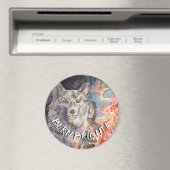 Ember Eyes Wolf Waterverf Magnet (Insitu (Vaatwasser))