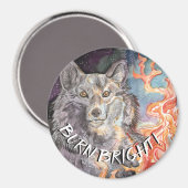 Ember Eyes Wolf Waterverf Magnet (Voorkant / Achterkant)