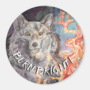 Ember Eyes Wolf Waterverf Magnet