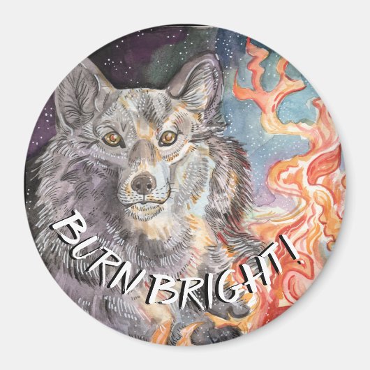 Ember Eyes Wolf Waterverf Magnet (Voorkant)