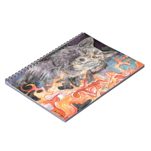 Ember Eyes Wolf Waterverf Notitieboek (Linkerzijde)