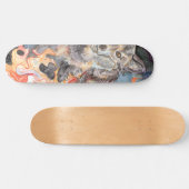 Ember Eyes Wolf Waterverf Persoonlijk Skateboard (Horizontaal)