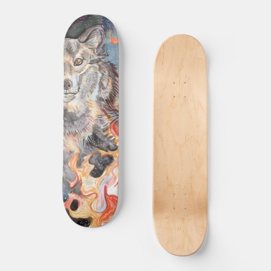 Ember Eyes Wolf Waterverf Persoonlijk Skateboard (Voorkant)