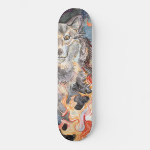 Ember Eyes Wolf Waterverf Persoonlijk Skateboard