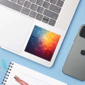 Ember Fade – Abstracte Vuurkunst Vierkante Vinyl Sticker (Laptop met iPhone)